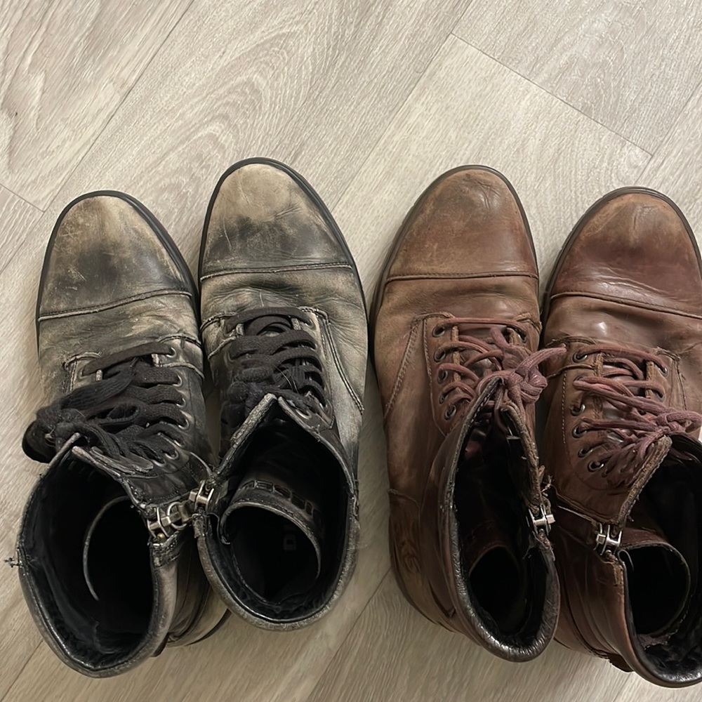 2 pairs Diesel combat boots size 10